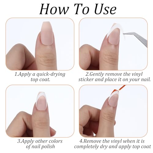Ouligay 80 Sheets French Tip Nail Stickers, 8 Designs Manicure Guide Strips