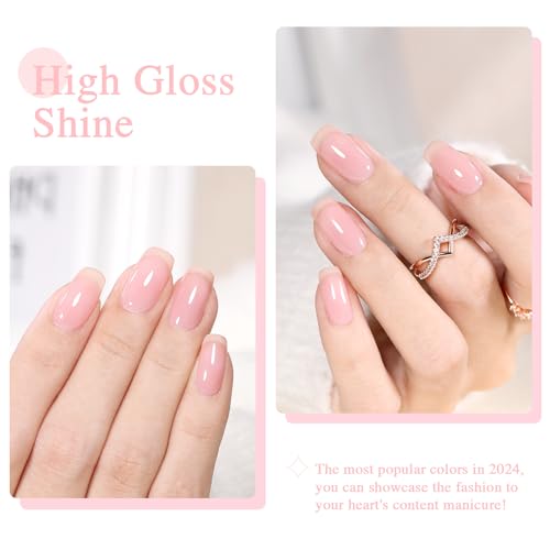 SHOYUM Sheer Light Pink Jelly Gel Nail Polish 15ml Milky Nude Peach