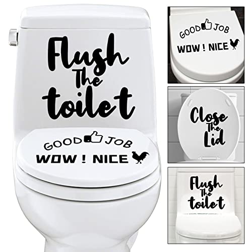 LiveGallery 3-Piece Funny Rooster Toilet Seat Decal Set for Bathroom Decor