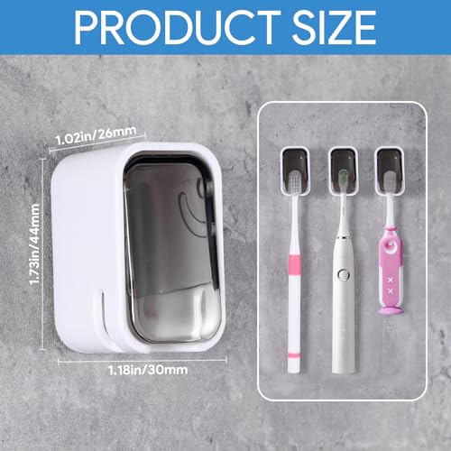 Wall-Mounted Toothbrush Holder with Cover - 4 PCS Gray Organizer for Bathroom