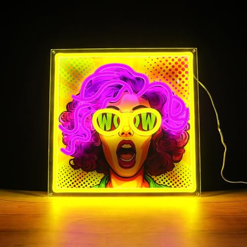 Pink Pretty Girl Neon Sign UV Print Dimmable LED Light for Bedroom Decor