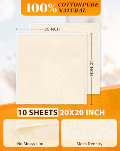 Reusable Cheesecloth 10 Pack Grade 100 Hemmed Cotton Mesh for Straining