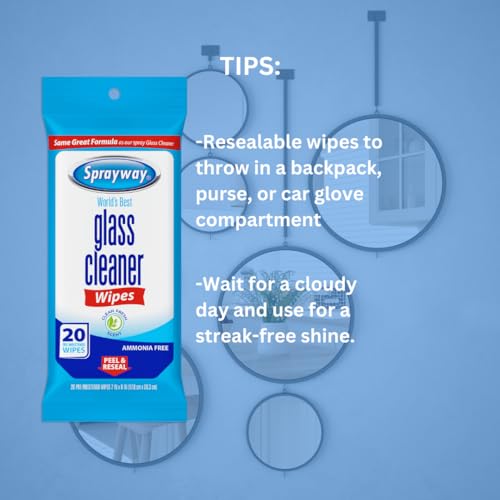 Sprayway Ammonia-Free Glass Cleaner Wipes - 20 Count, Fresh Scent