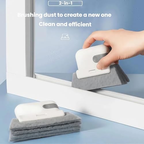 2-in-1 Window Track Cleaning Brush with Detachable Microfiber Head
