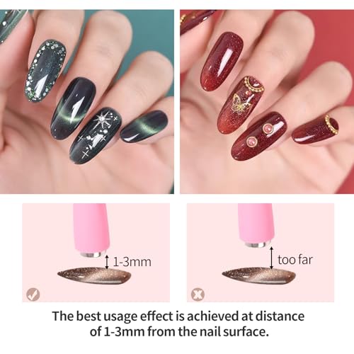 KAZIPOP 9-Piece Cat Eye Nail Art Magnet Set - Multifunctional Magnetic Wand & Sticks