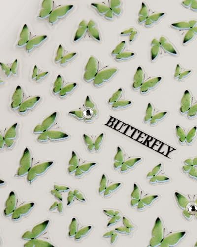 lulir Green Butterfly Nail Stickers Self-Adhesive Art Decals