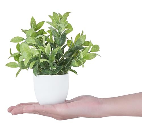 Mkono 4-Pack Mini Artificial Potted Plants with White Frosted Planters