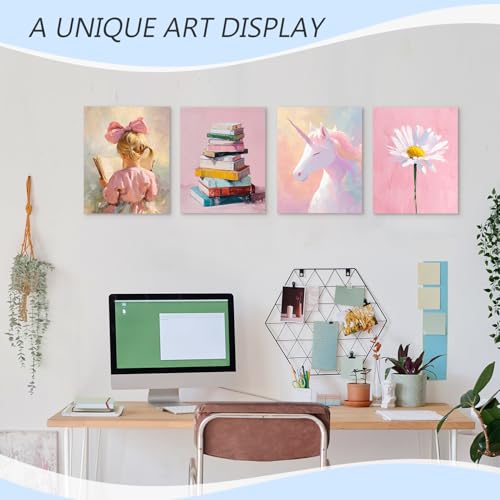 Pastel Pink Girl Nursery Wall Art Prints - Set of 4 8x10 Decor