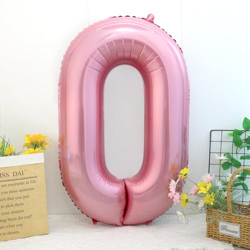 40 Inch Pink Number 0 Foil Balloon Giant Birthday Party Decoration