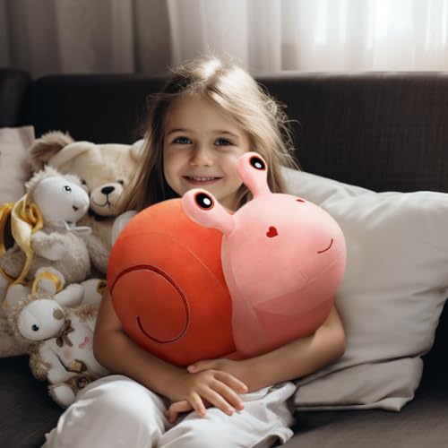 MUPI Pink Snail Plush Pillow - 7.8 Inch Cute Stuffed Animal for Kids & Home