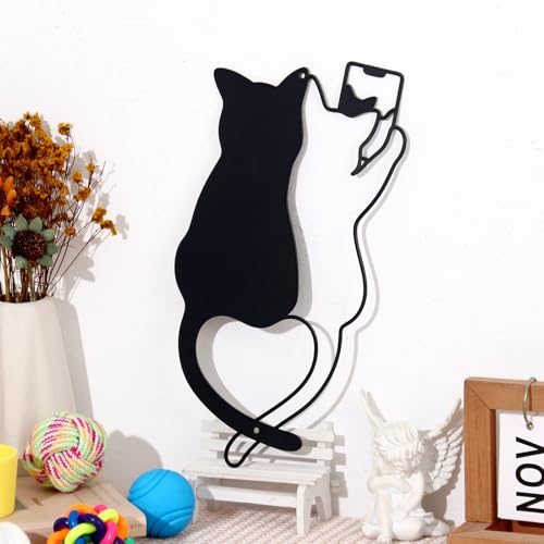 Black Metal Cat Wall Art - Cute Kittens Home Decor