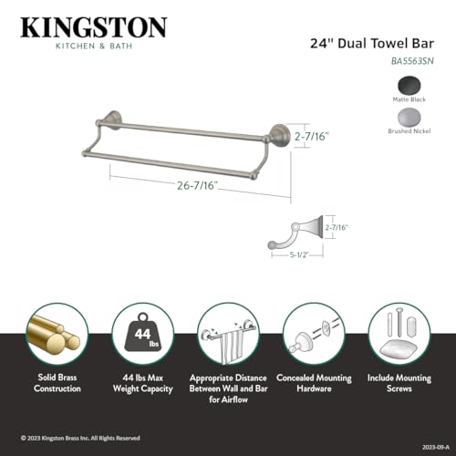 Kingston Brass BA5563SN Royale Dual -Towel Bar, 24-Inch, Brushed Nickel