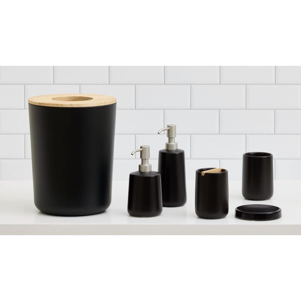 iDesign Ceramic Earth Collection Bar Soap Dish, Matte Black