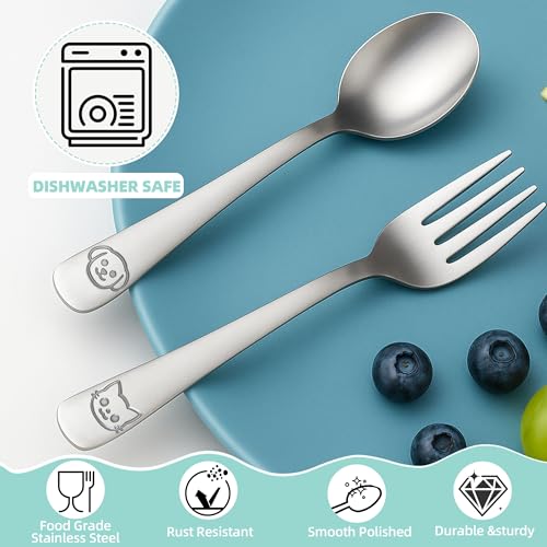 LOCONHA 14-Piece Stainless Steel Toddler Utensils Set - Kids Silverware