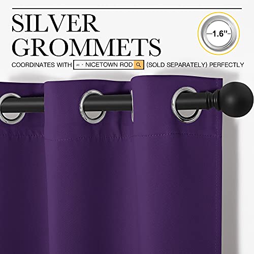 NICETOWN Blackout Curtains 42x68 Inch Set of 2 - Royal Purple Grommet Top