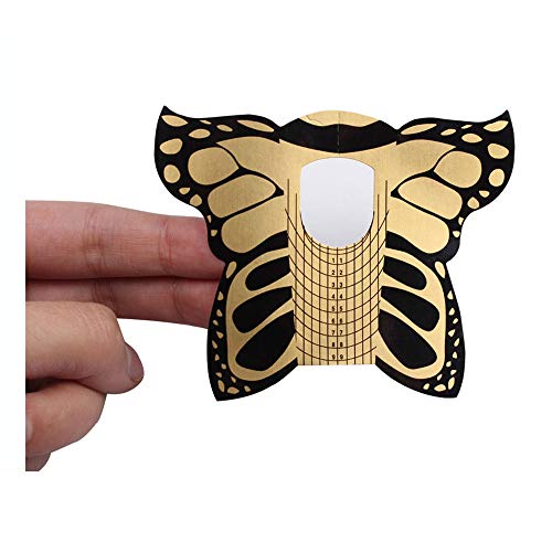 100 Pcs Butterfly Nail Forms for Acrylic UV Gel Extension Square C Curve