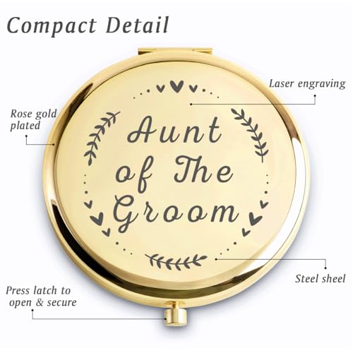 Aunt of the Groom Personalized Compact Mirror Engraved Gift