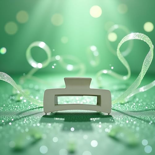 Green Square Hair Claw Clip Large Non-Slip Strong Hold for Thick Hair