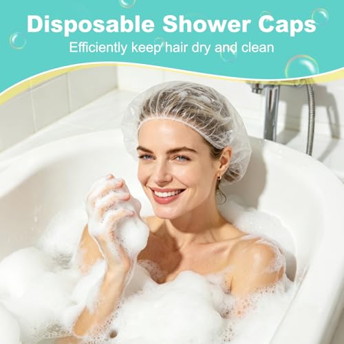 150Pcs Disposable Shower Caps Waterproof Large Plastic Hair Covers