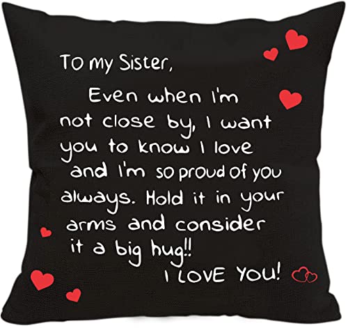 Sister Pillow Cover - Double-Sided Love Message, 18x18