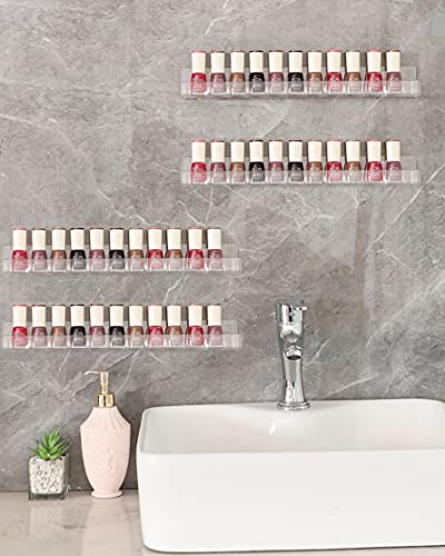 LikeU Clear Acrylic Nail Polish Wall Rack - 2 Pack Floating Shelves