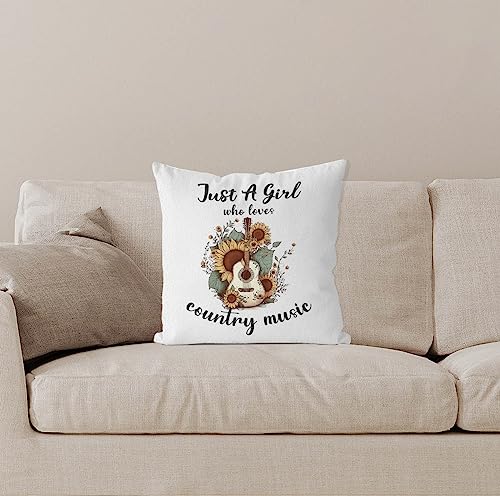 Just a Girl Who Loves Country Music 18x18 Flannel Throw Pillow Cover