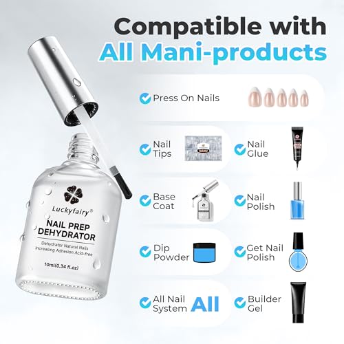 Luckyfairy Nail Dehydrator & Prep Kit - Acid-Free HEMA-Free 10ml