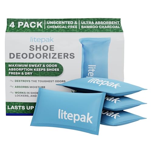 Litepak Activated Charcoal Shoe Deodorizer - Odor Eliminator (4 Pack)