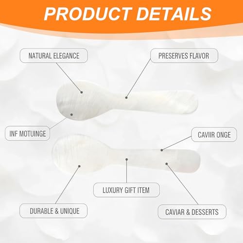 Handcrafted Mother of Pearl Caviar Spoons Set - 5 Pcs, 2.9 Inch
