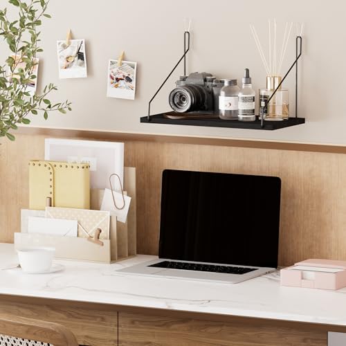 Cubicle Shelf with Hooks - 11.8" Floating Wall Shelf for Office Storage