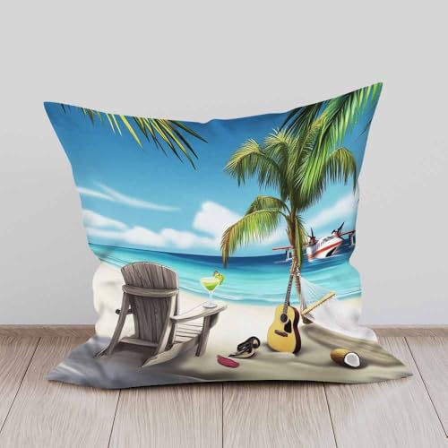 Tropical Palm Tree Throw Pillow Covers (Pc-a085), 18x18 Inch Set of 2