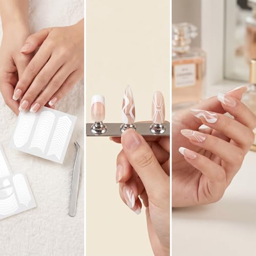 Ouligay 80 Sheets French Tip Nail Stickers, 8 Designs Manicure Guide Strips
