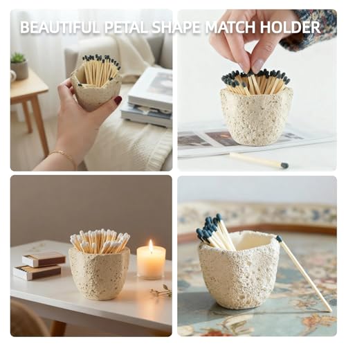 Augonla Concrete Match Holder with Striker Pads - Oatmeal Crater Design