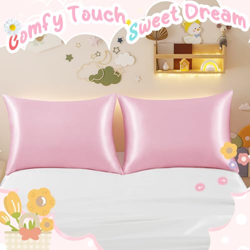 RUDONG M Satin Toddler Pillowcases 13x18 Inch, 2 Pack - Soft & Travel-Friendly