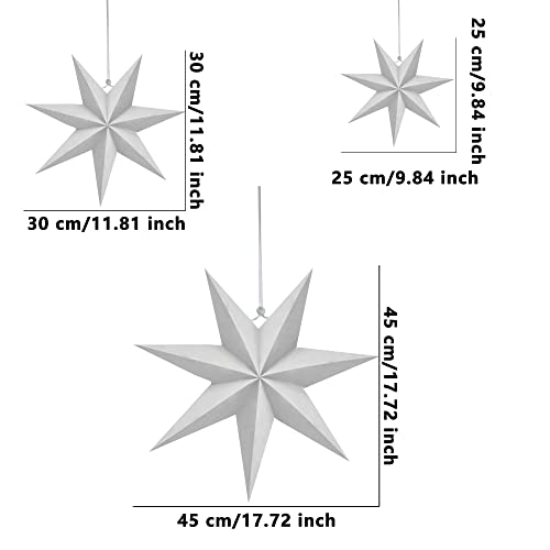 12 Pack White 3D Paper Star Lanterns for Christmas Wedding Party Home Decor