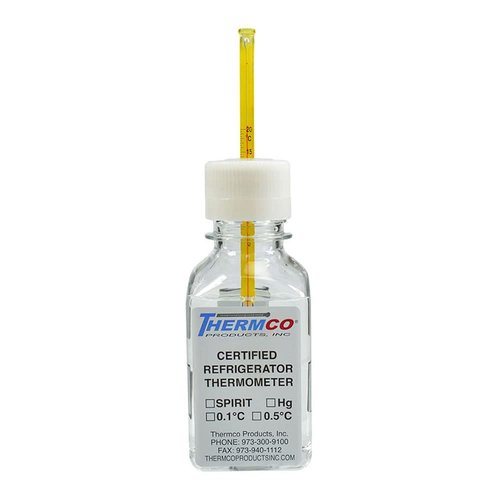 Thermco ACCDB40 ACCU-SAFE Enclosed Chamber Bottle Spirit Filled Thermometer for Block Heaters, 125mm Height, 50 to 110°C Range, 0.5°C Division