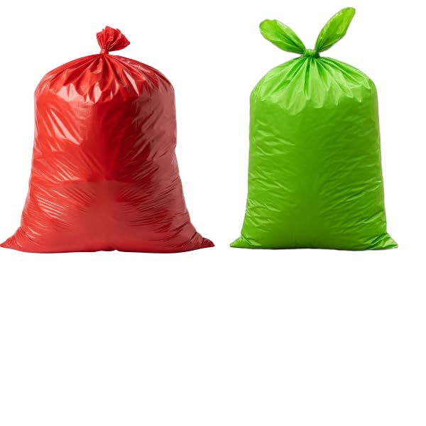 14 Gallon Holiday Trash Bags - Red & Green, 1.5 Mil Thick, 8 Pack