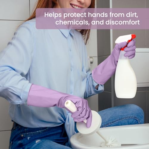 Reusable Rubber Cleaning Gloves - Boho Style, Medium Size (4 Pairs)