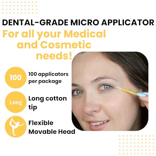 Genco Dental Disposable Micro Applicator Brushes for Eyelash Extensions, 100 Pack