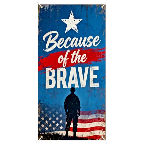 BlissYard Veterans Tribute Door Cover 35x71 Inch Polyester Banner
