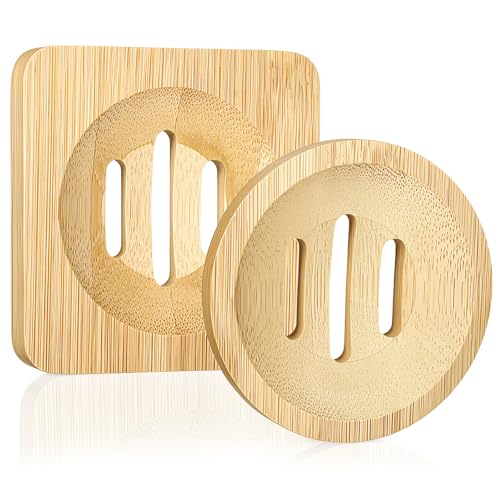 2 Pcs Wooden Soap Saver Dish Set - Natural Bamboo Self-Draining Shower Holders