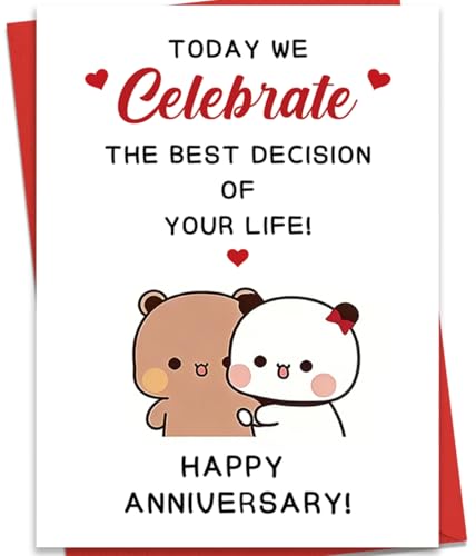 Cute Anniversary Card for Him or Her - Romantic Couple Design