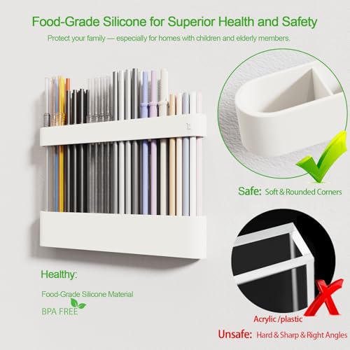 Silicone Straw Holder for Cabinet Door - Adjustable Kitchen Organizer