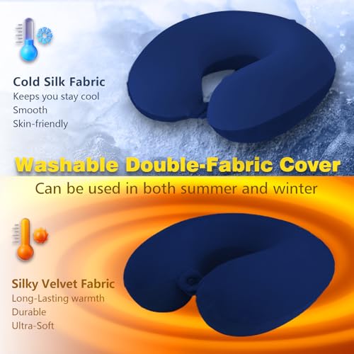 Elvodosia Dark Blue Travel Pillow - Premium Memory Foam Neck Support for Airplane & Car