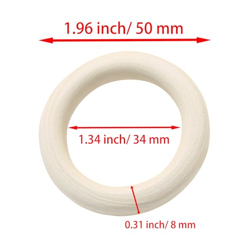 18 Pcs Natural Unfinished Wood Rings - 2 Inch for DIY Crafts