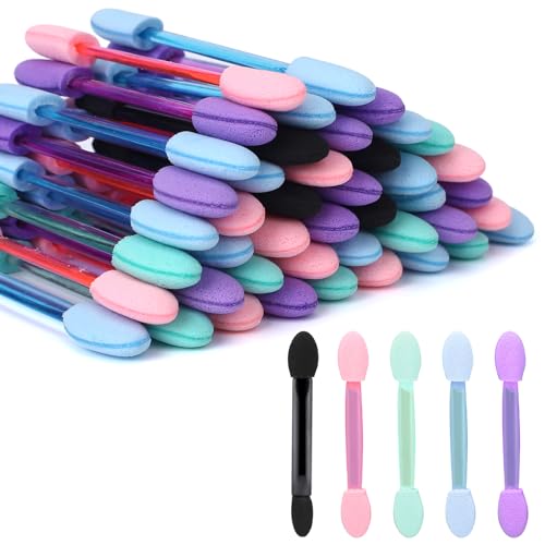 KALIONE 50 Pcs Disposable Double Head Eyeshadow Sponge Brushes Multicolor