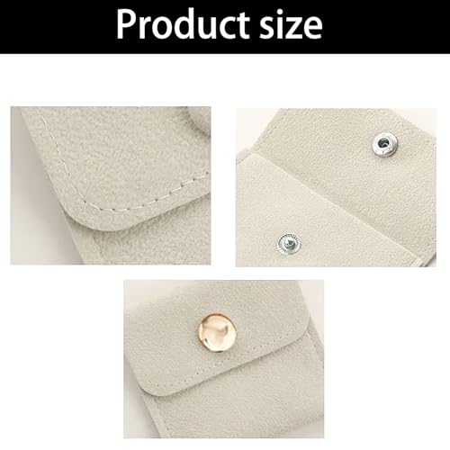 Mini Travel Jewelry Organizer Roll Bag Set - 3-Piece Beige Pouch