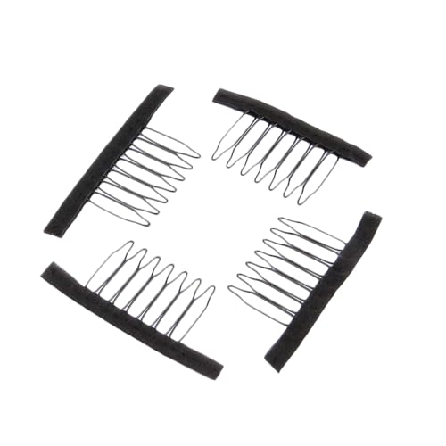 FeiHong 24 Pcs Wig Combs 7-Teeth Black Stainless Steel Hair Clips