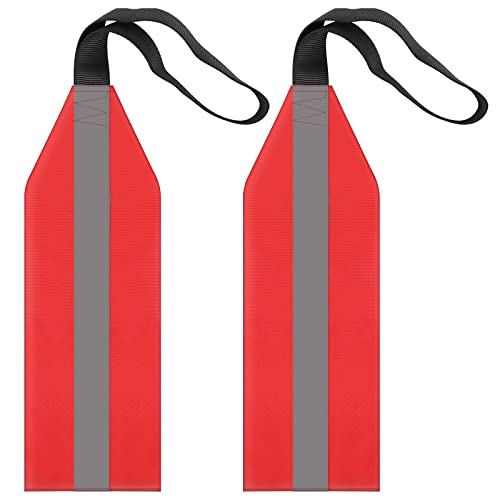 2 Pack High Visibility Safety Flag - Red Warning Flag with Reflective Strip for Canoes, Boats, Trucks, Trailers