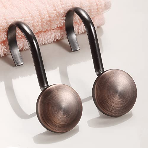 ZESLMG Bronze Shower Curtain Hooks - Rustproof Decorative Rings, Set of 12